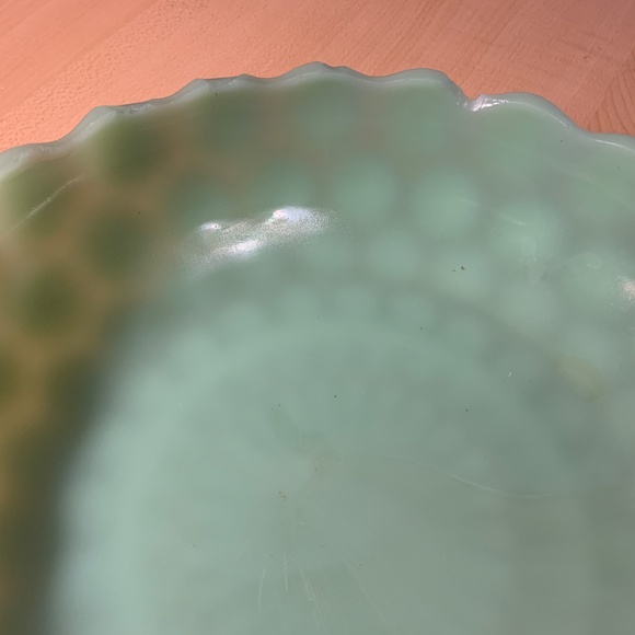 Vintage Fire King Jadeite Bubble Bowl Anchor Hocking green milk glass (chip) - Picture 8 of 8